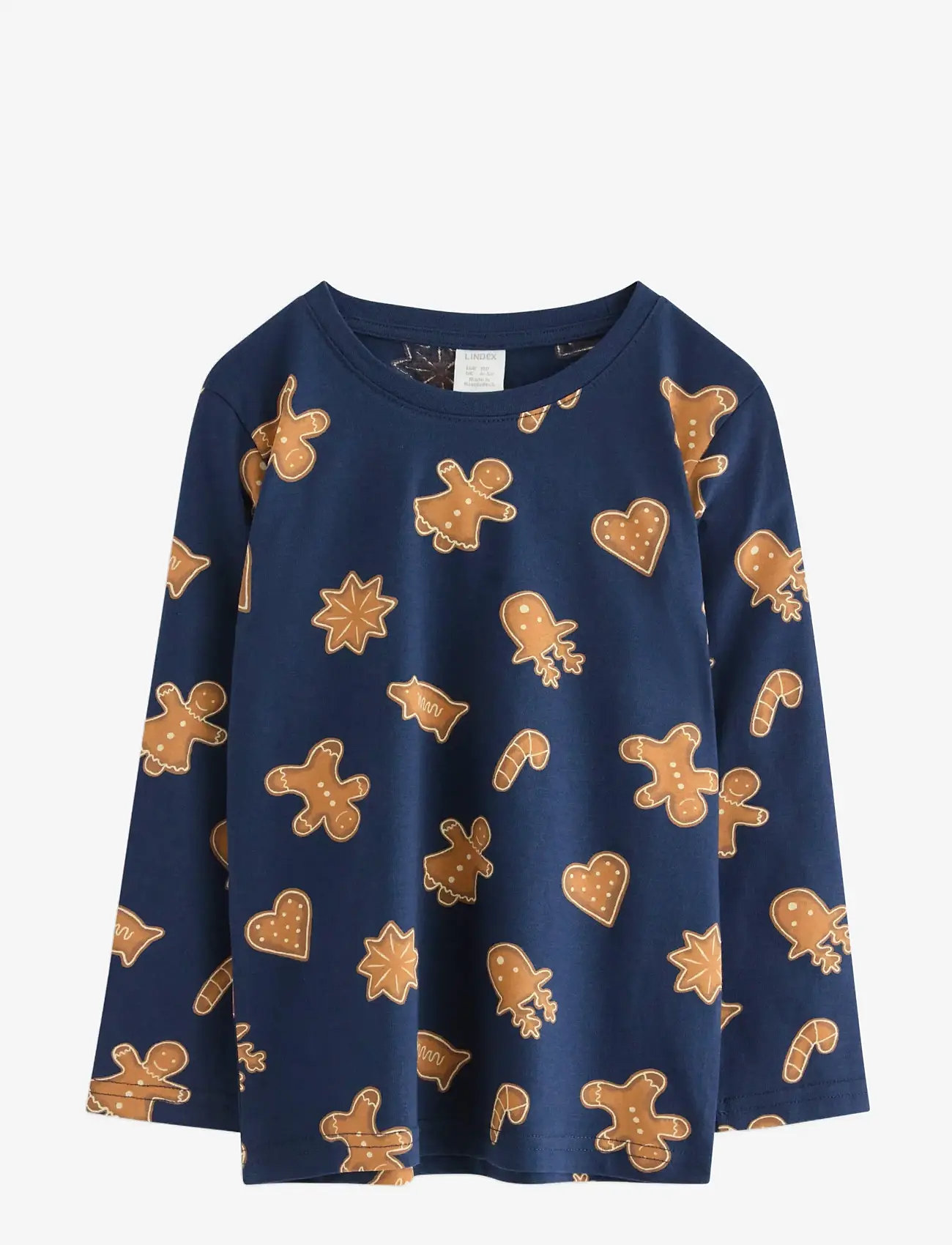 Lindex - Top LS Gingerbread cookies - long-sleeved t-shirts - dark blue - 1