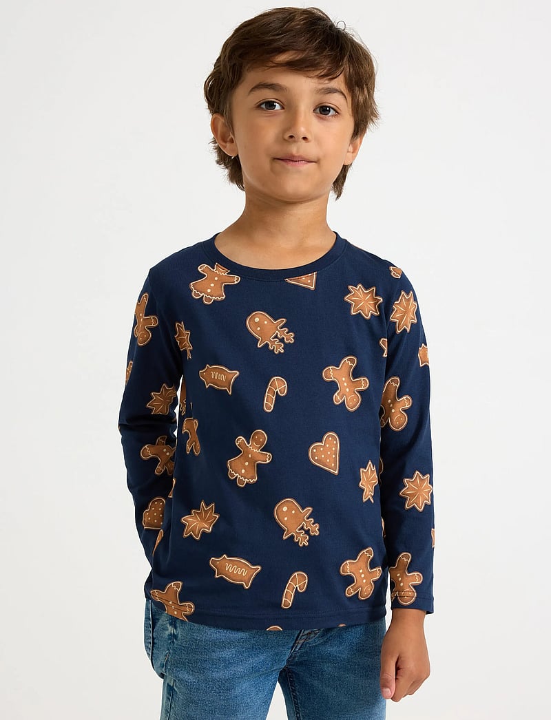 Lindex - Top LS Gingerbread cookies - langärmelig - dark blue - 0