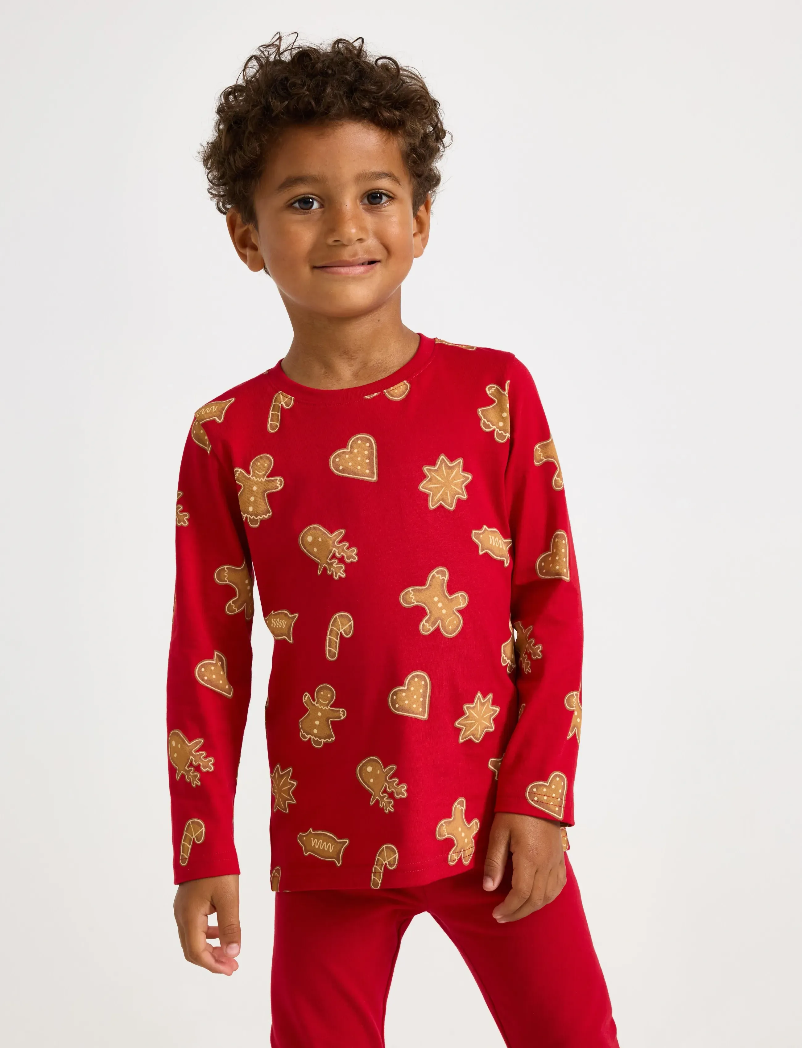 Lindex Top Ls Gingerbread Cookies, 104, T-shirts, Rot - Long-sleeved Kinder