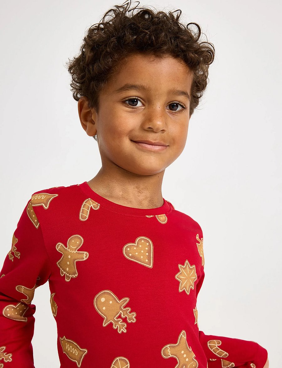Lindex - Top LS Gingerbread cookies - langärmelig - dark red - 4