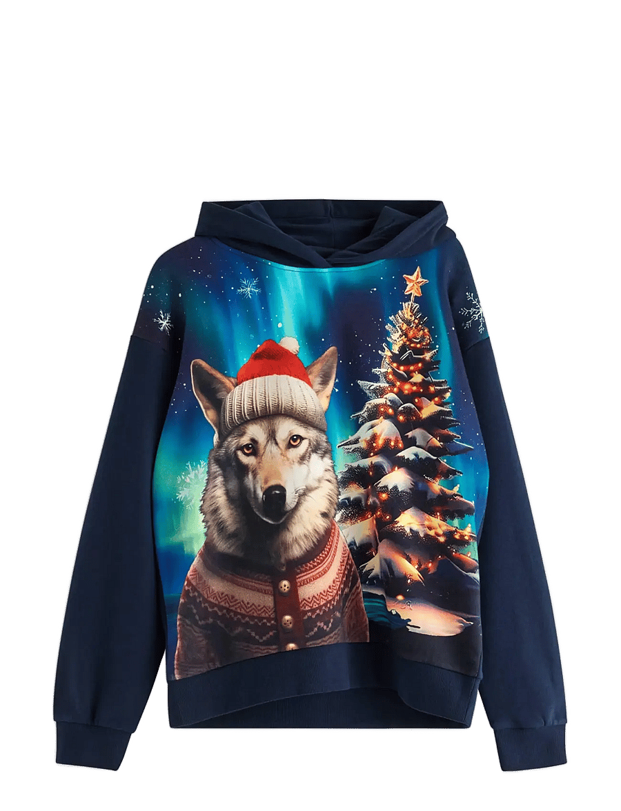 Lindex - Sweatshirt hood Christmas AI - kapuutsiga pusad - dark navy - 1