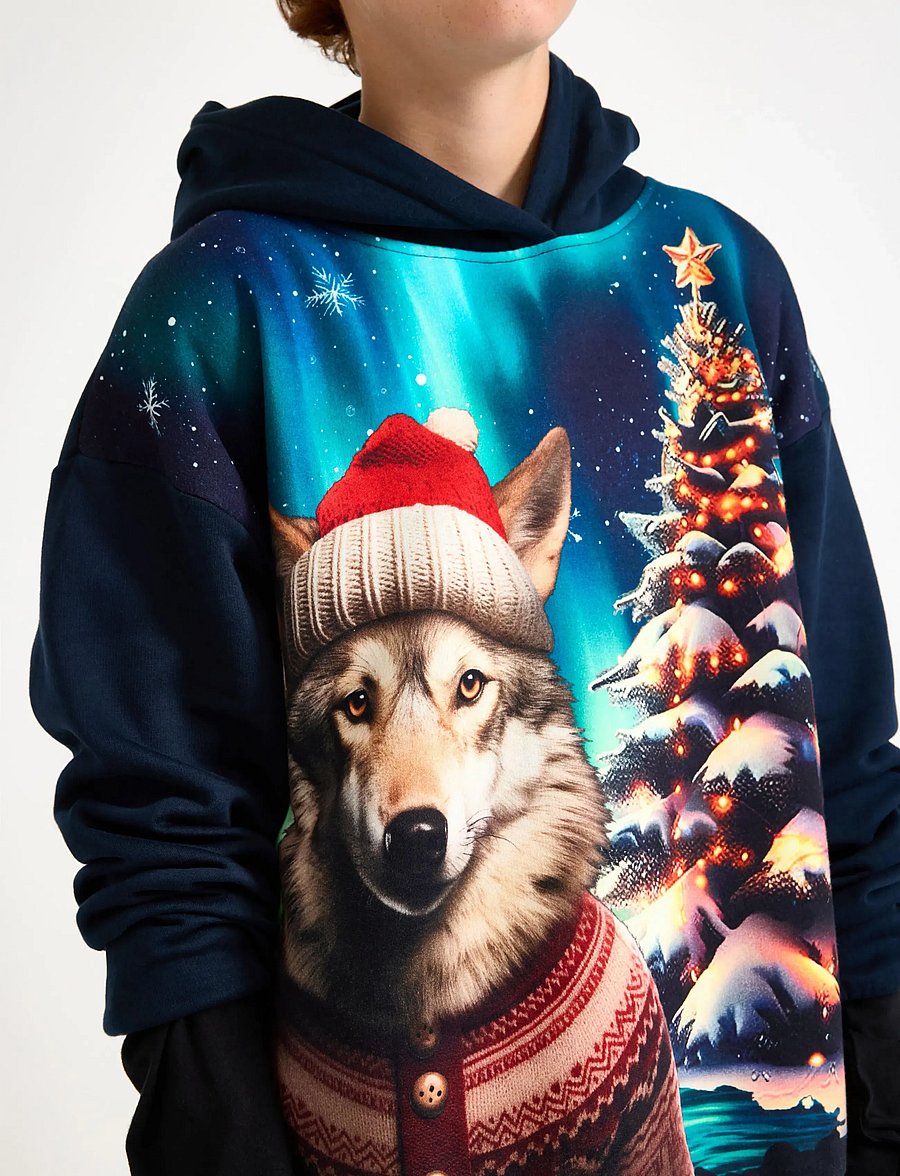 Lindex - Sweatshirt hood Christmas AI - kapuutsiga pusad - dark navy - 4