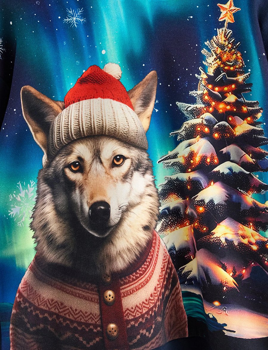 Lindex - Sweatshirt hood Christmas AI - kapuutsiga pusad - dark navy - 5