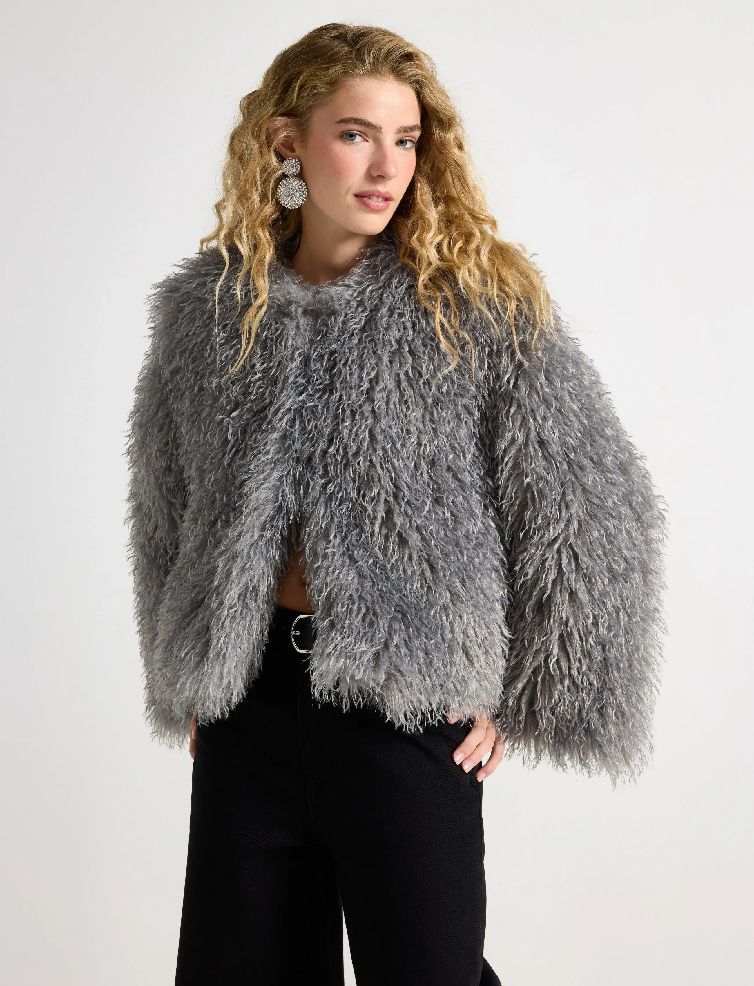 Lindex Jacket fluffy - Kolleksjoner - LIGHT DUSTY GREY / grey
