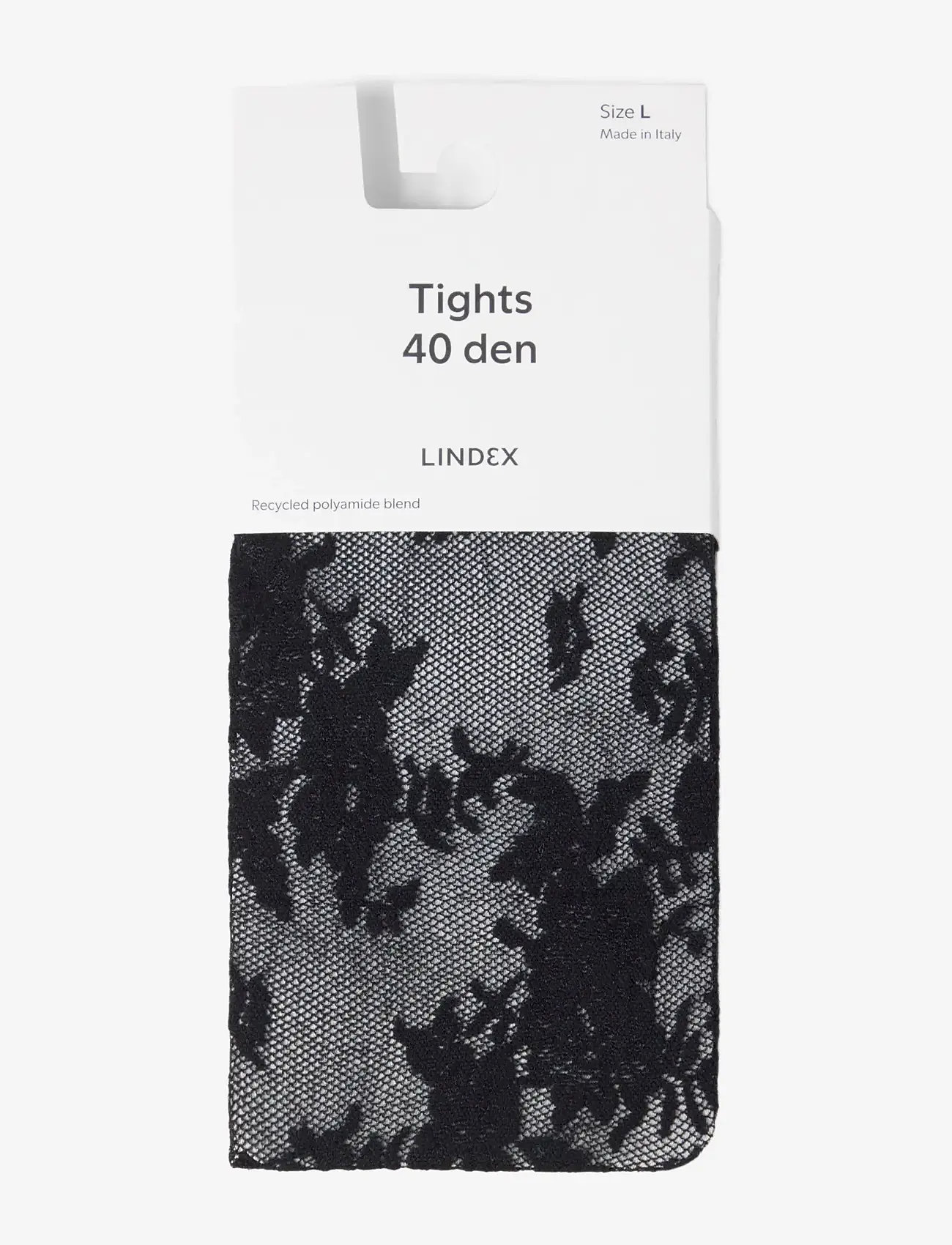 Lindex - Tights 40 den rose floral lace - leggings - black - 1