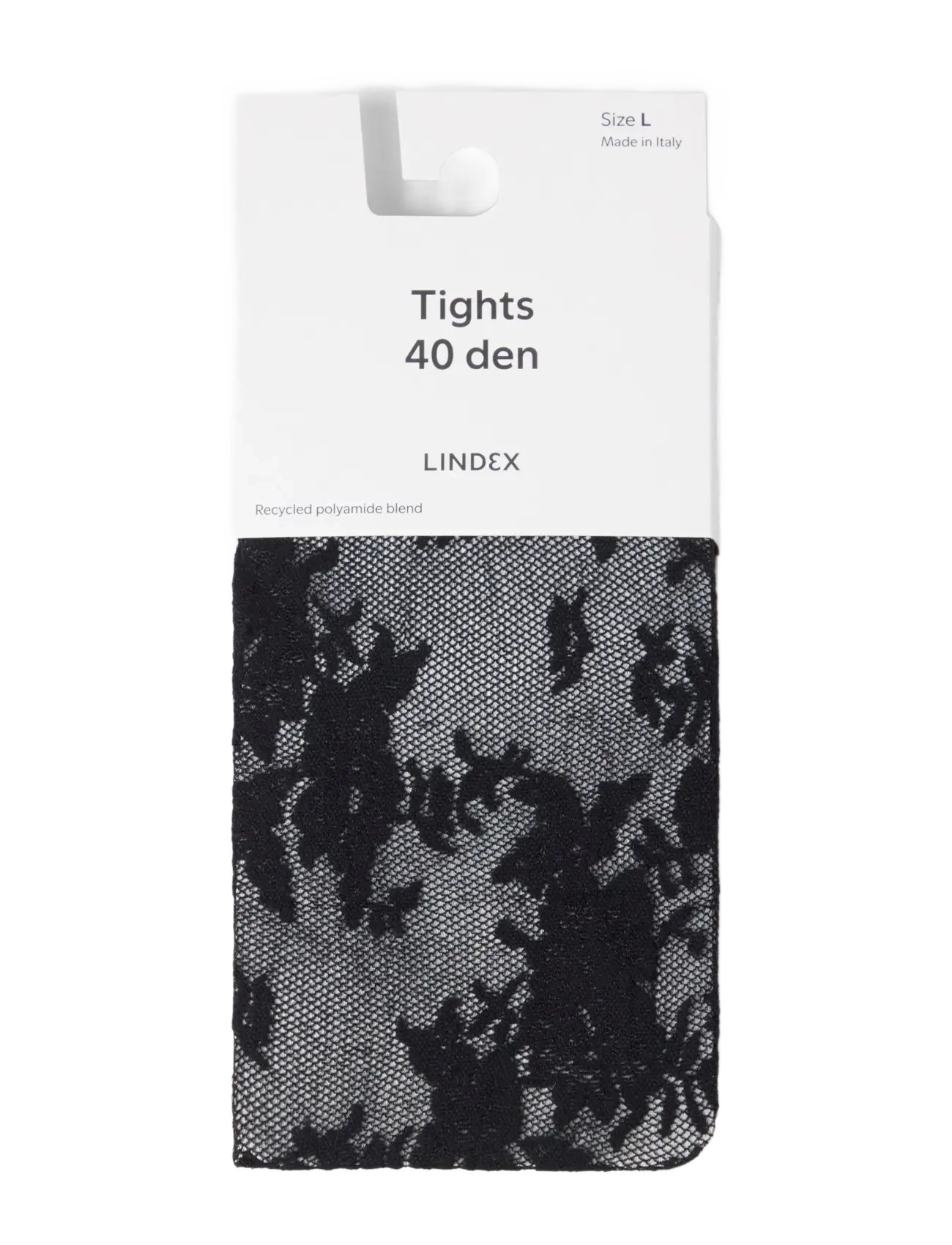 Tights 40 den rose floral lace - BLACK