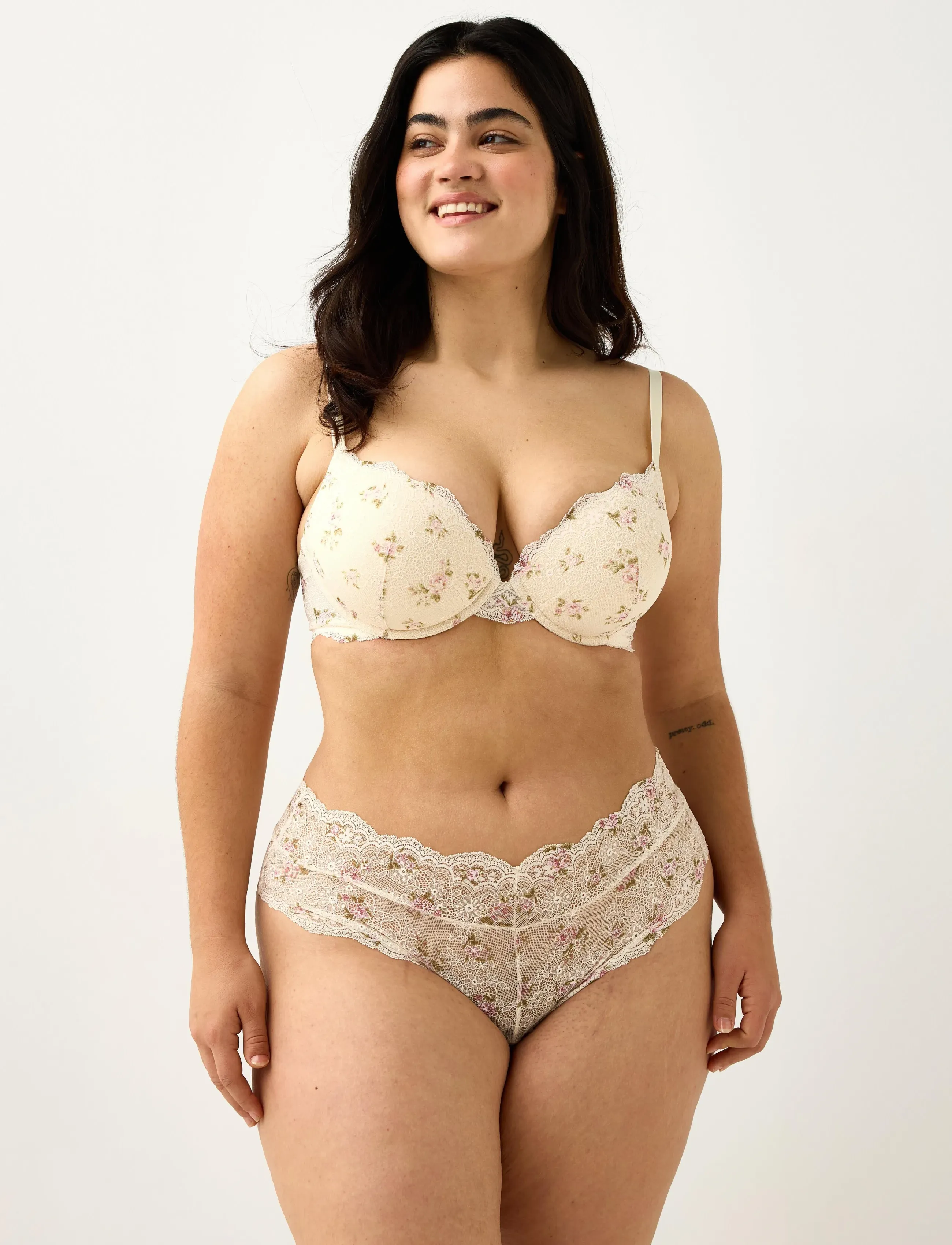 Lindex Brief Brazilian Reg Valerie Ao, Kvinder, Blomstret Blonde Brazilian Trusser, Cream, Str: XS