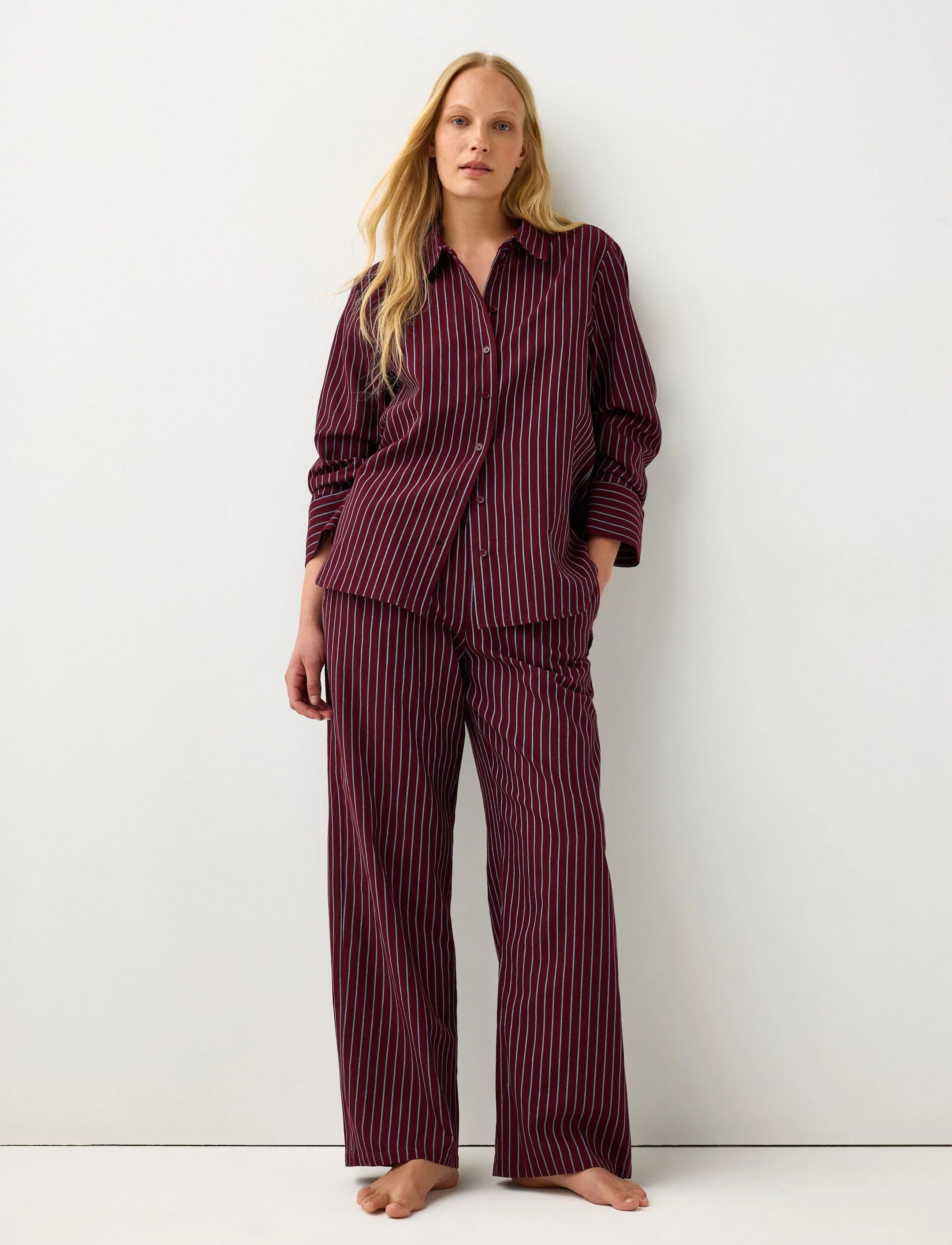 Lindex Pyjama trousers in cotton - Lindex - DARK DUSTY RED / burgundy