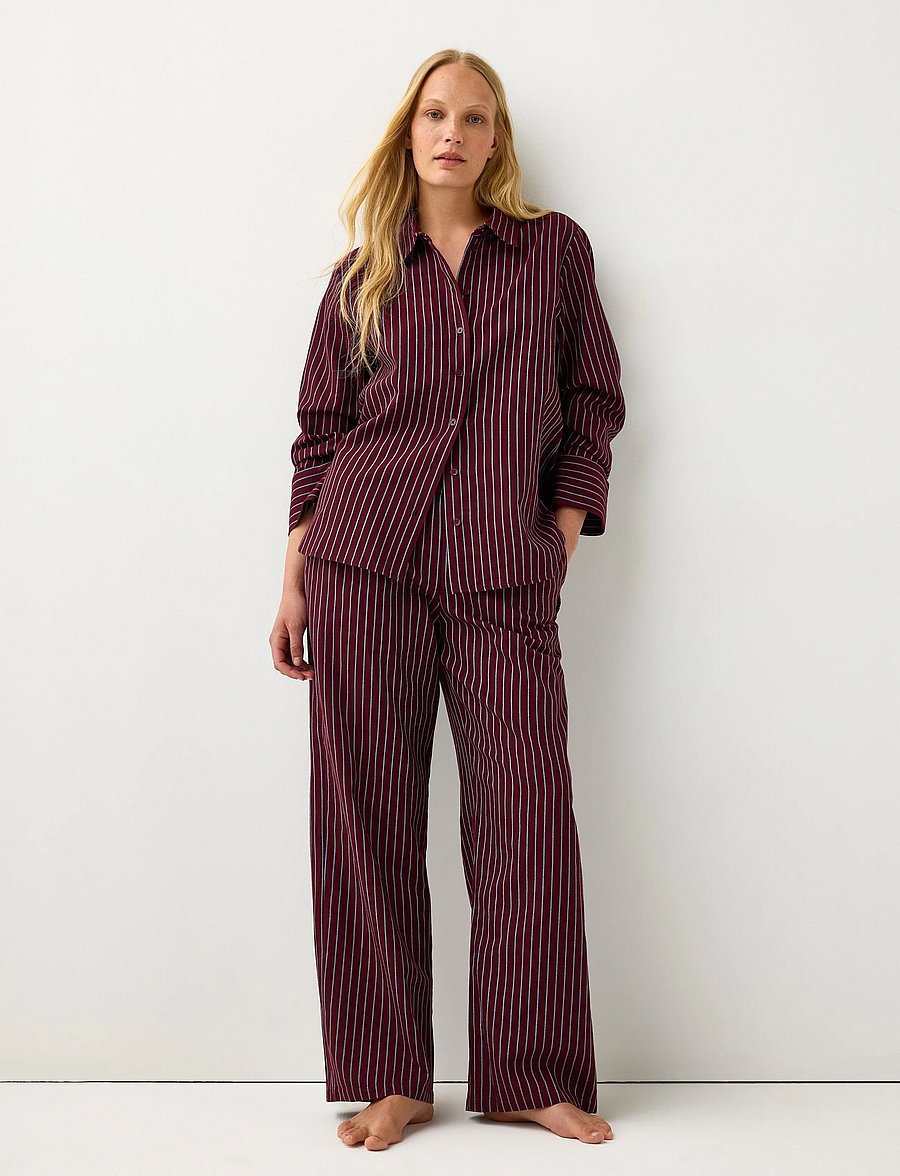 Lindex - Pyjama trousers in cotton - natbukser - dark dusty red - 0