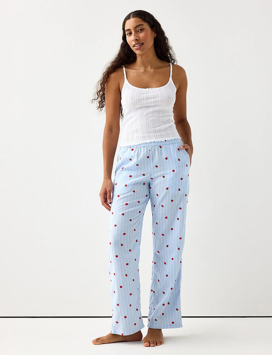 Lindex - Pyjama trousers in cotton - natbukser - light blue - 0