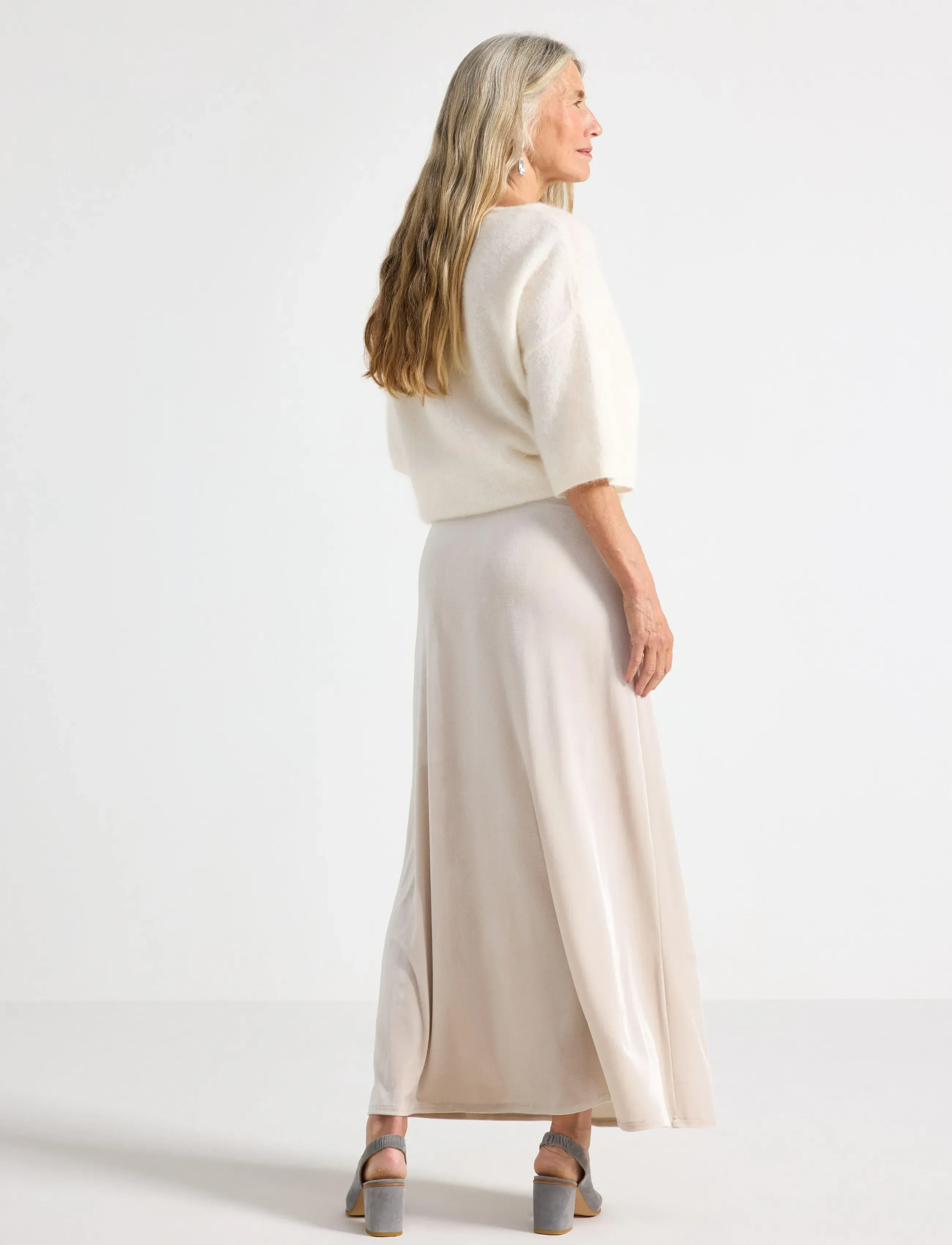 Lindex - Maxi nederdel i velour - maxi nederdele - light beige - 3