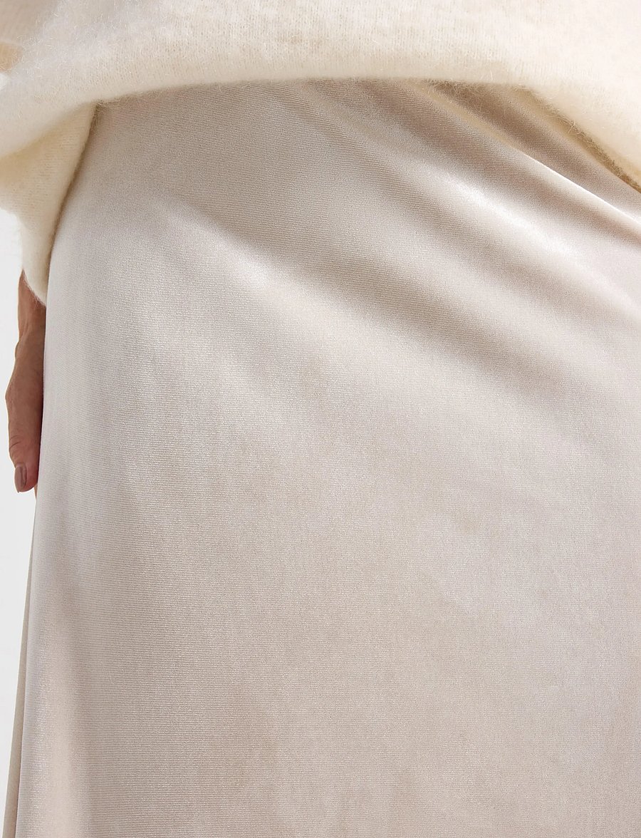 Lindex - Maxi nederdel i velour - maxi skirts - light beige - 4