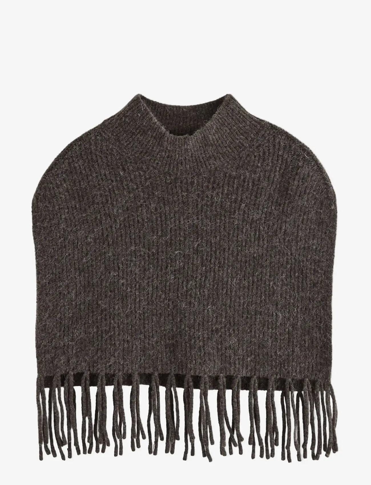 Lindex - Scarf poncho Petra w fringe - winterschals - dark brown melange - 0