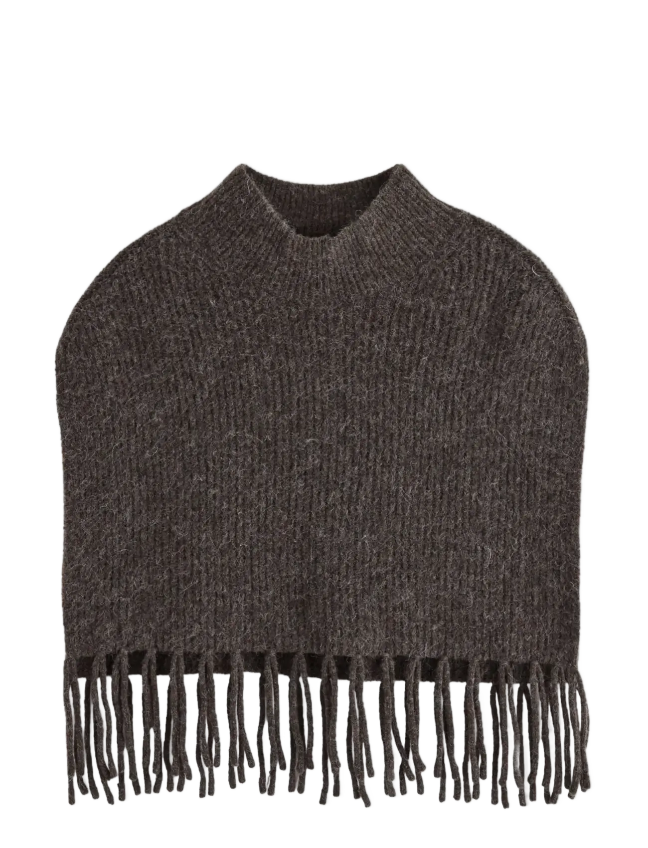 Scarf poncho Petra w fringe - DARK BROWN MELANGE