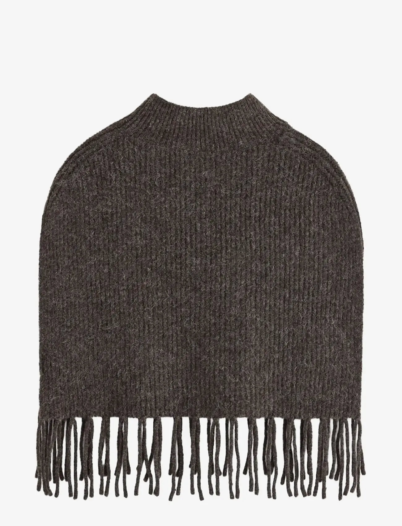 Lindex - Scarf poncho Petra w fringe - winterschals - dark brown melange - 1