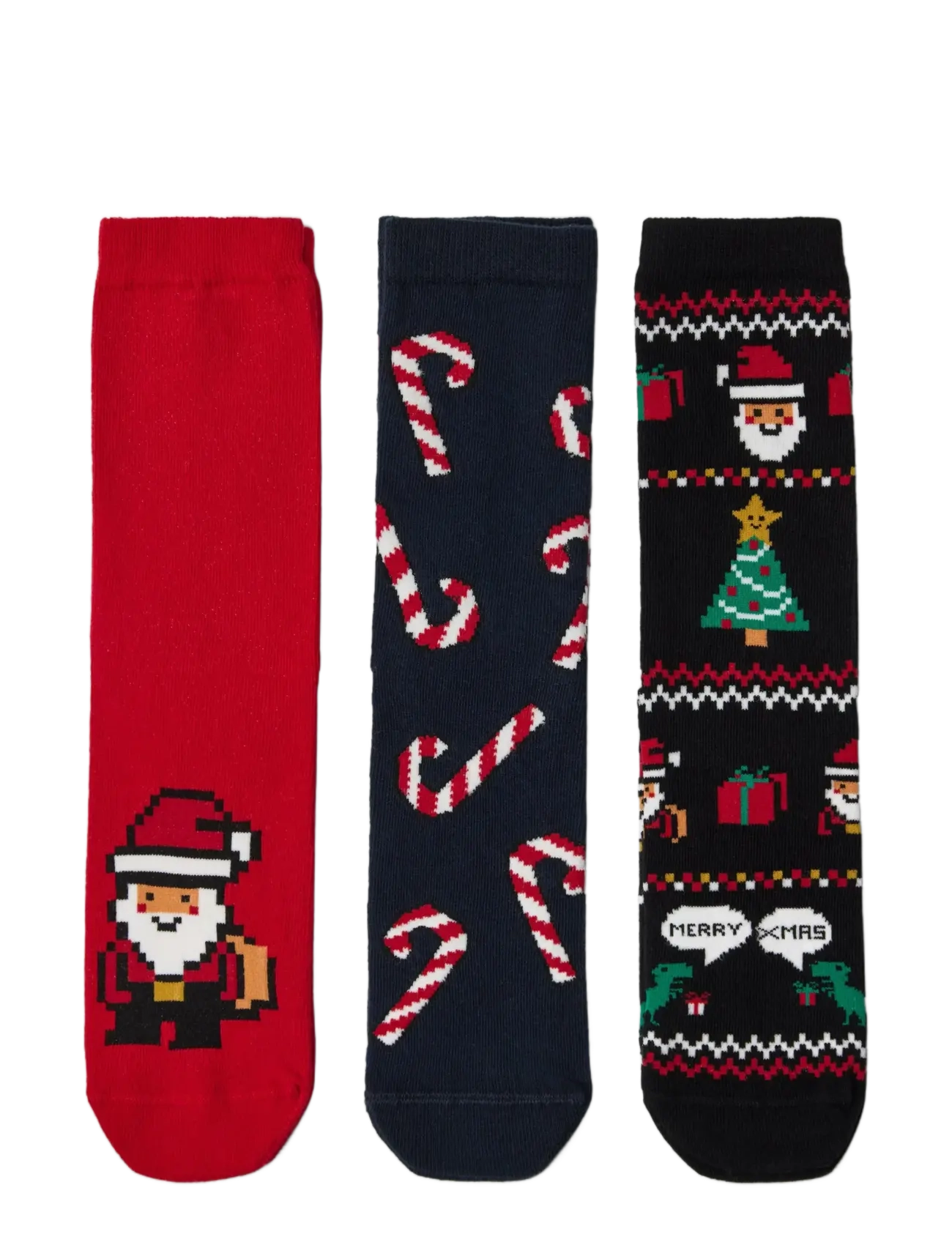 Lindex Socks 3 pack Christmas - Kinder 98-134 - RED / red