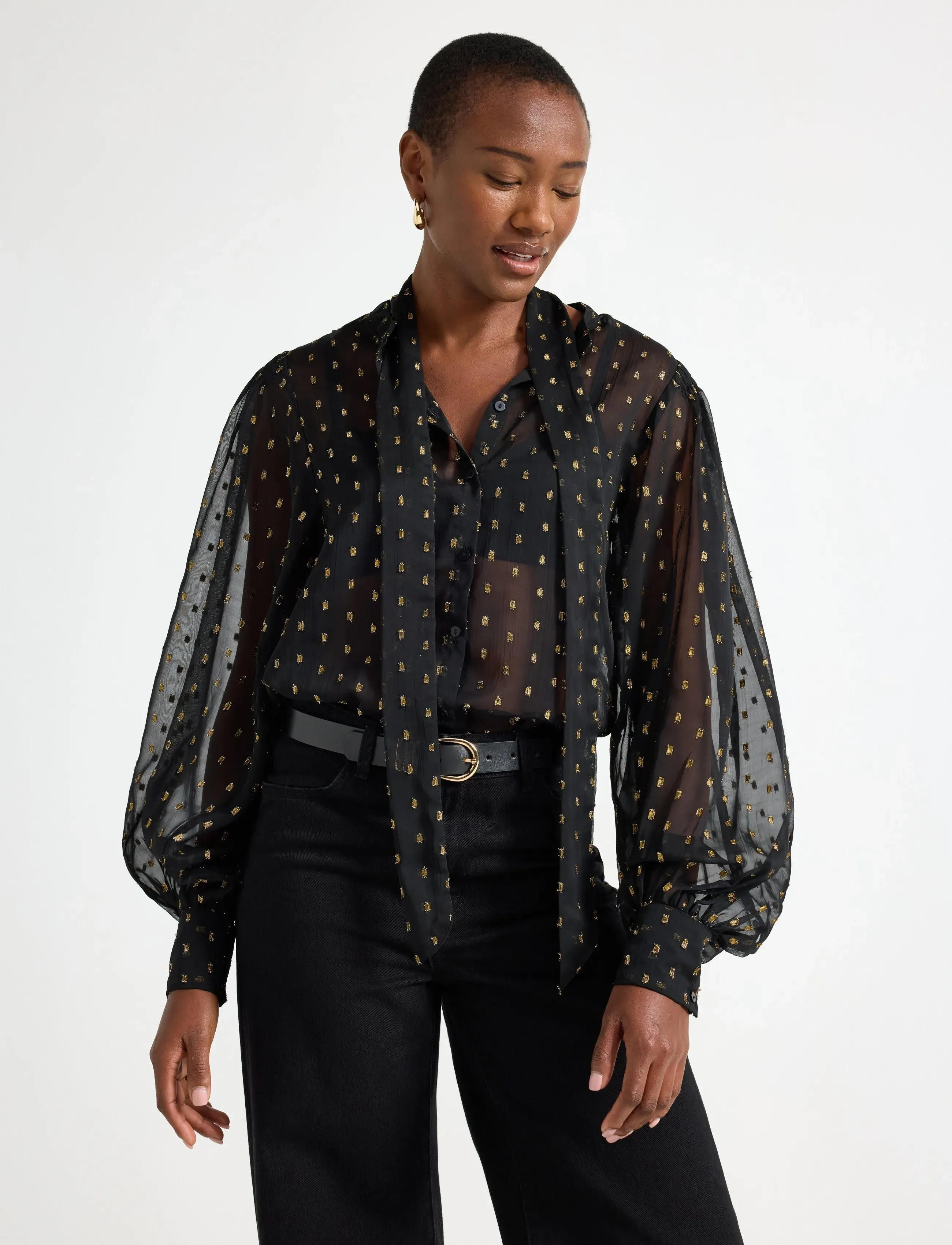 Lindex Blouse Dorothea, XS, Blouses, Schwarz - Long-sleeved, Frauen