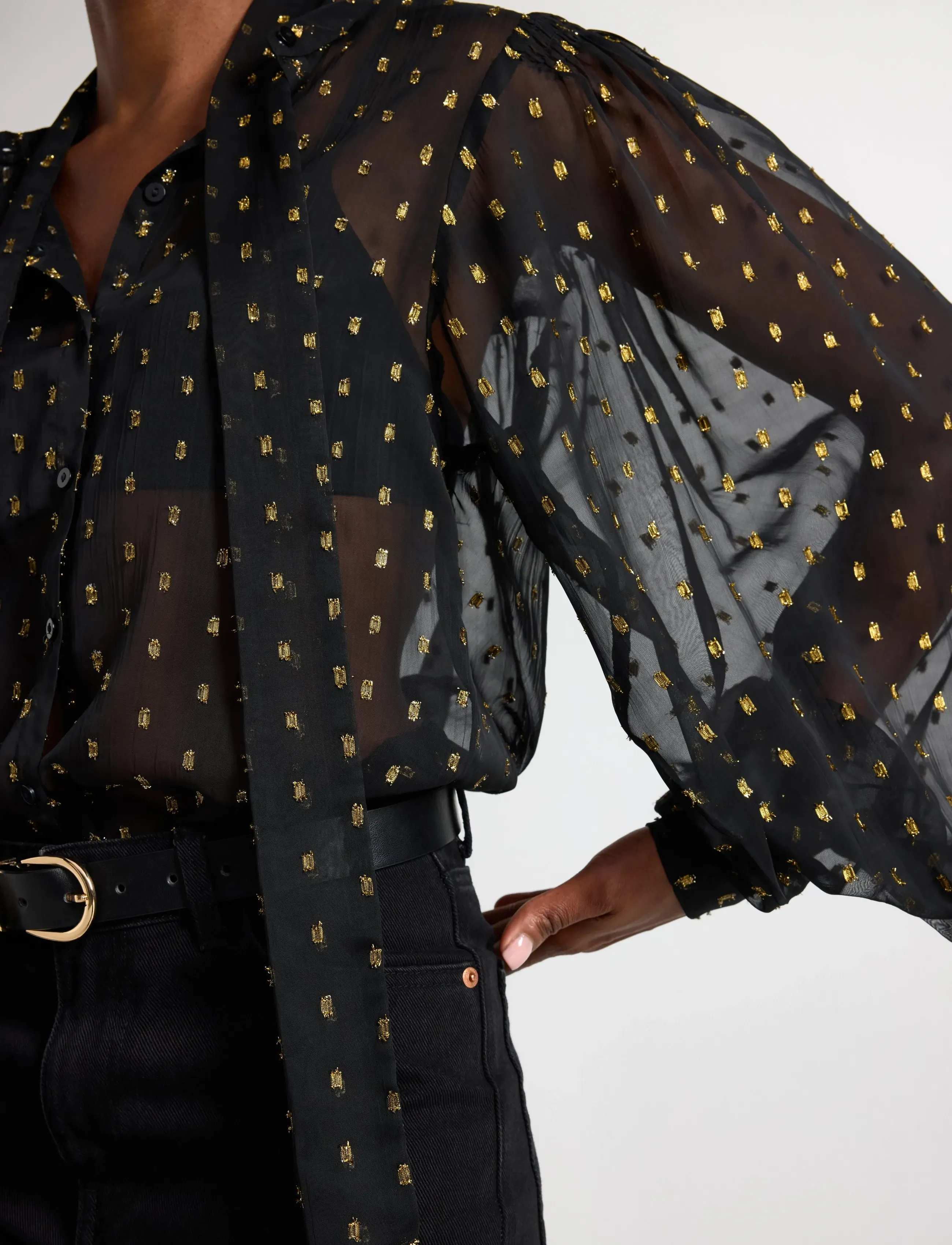 Lindex - Blouse Dorothea - long-sleeved blouses - black - 4