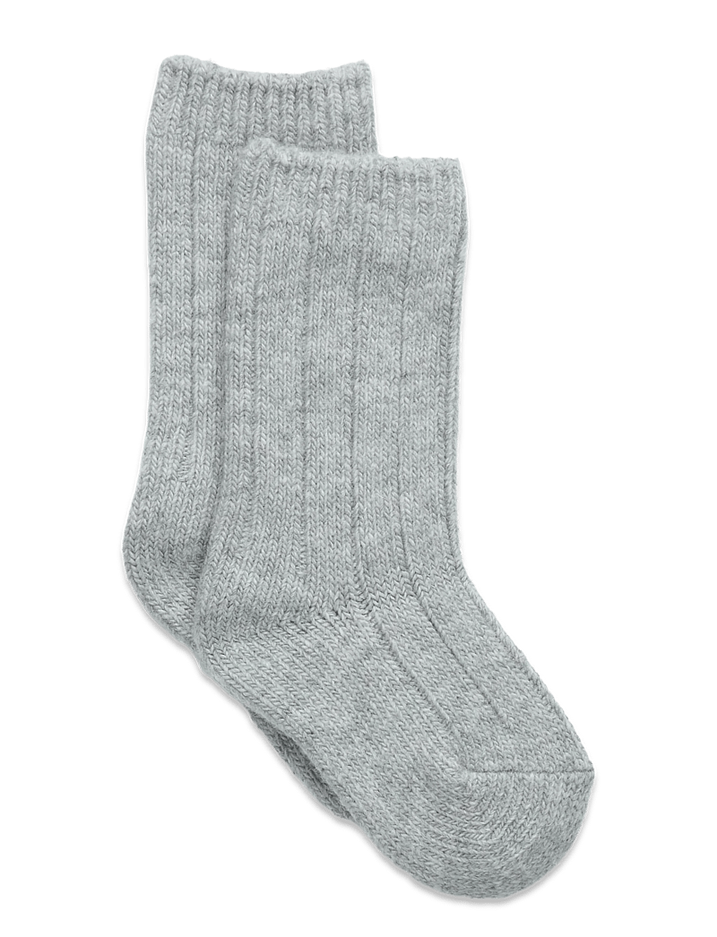 Lindex - Sock 1p wool sock heavy knit - strømper - grey melange - 0