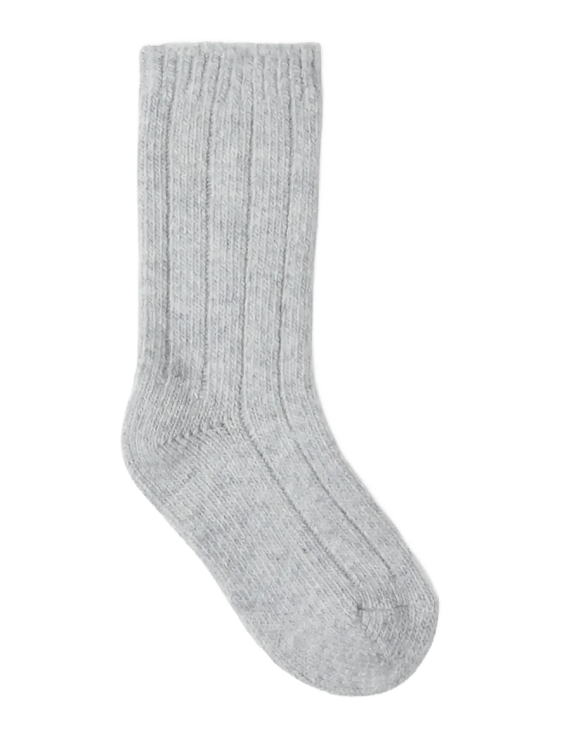 Lindex - Sock 1p wool sock heavy knit - strømper - grey melange - 1