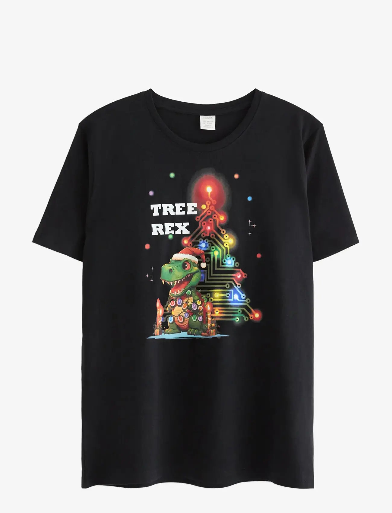 Lindex - T shirt Christmas print - kortærmede t-shirts - black - 1