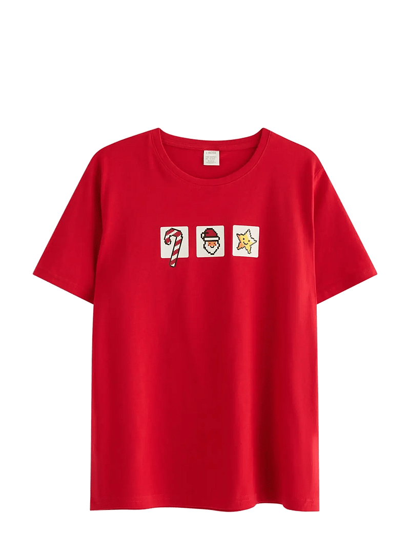 Lindex - T shirt Christmas print - kortærmede t-shirts - red - 1