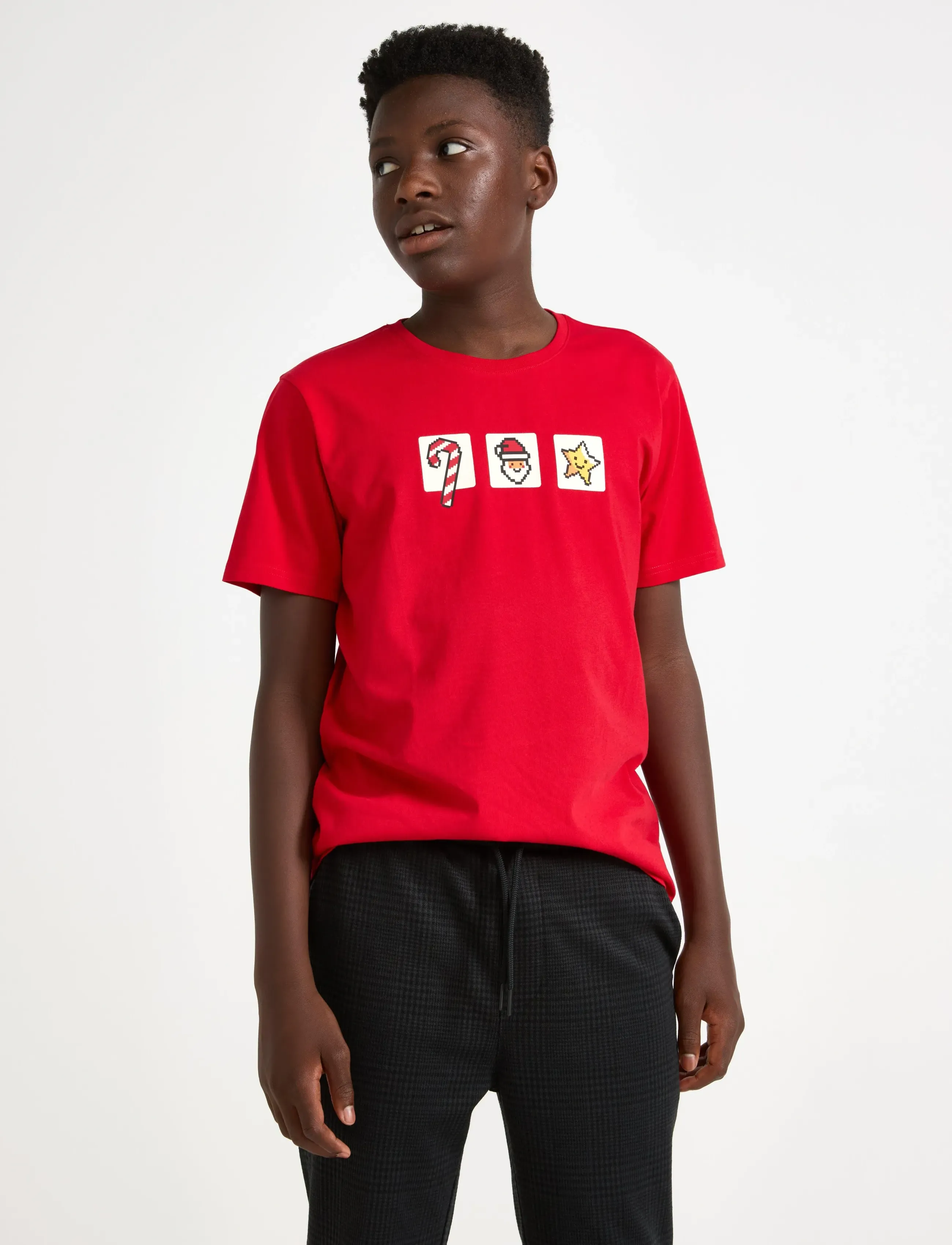 Lindex T Shirt Christmas Print, 170, T-shirts, Rot - Short-sleeved, Kinder
