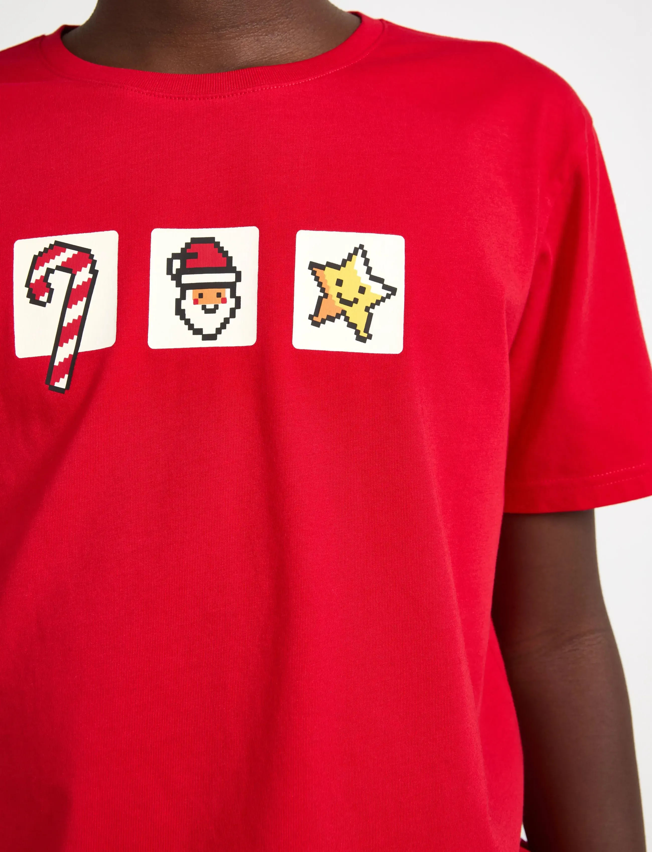 Lindex - T shirt Christmas print - kortermede t-skjorter - red - 4