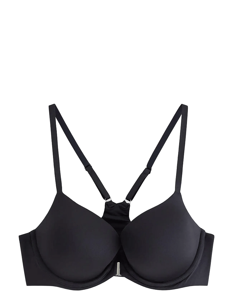 Lindex - Lilja t-shirt bra with front closure - t-särkide rinnahoidjad - black - 1
