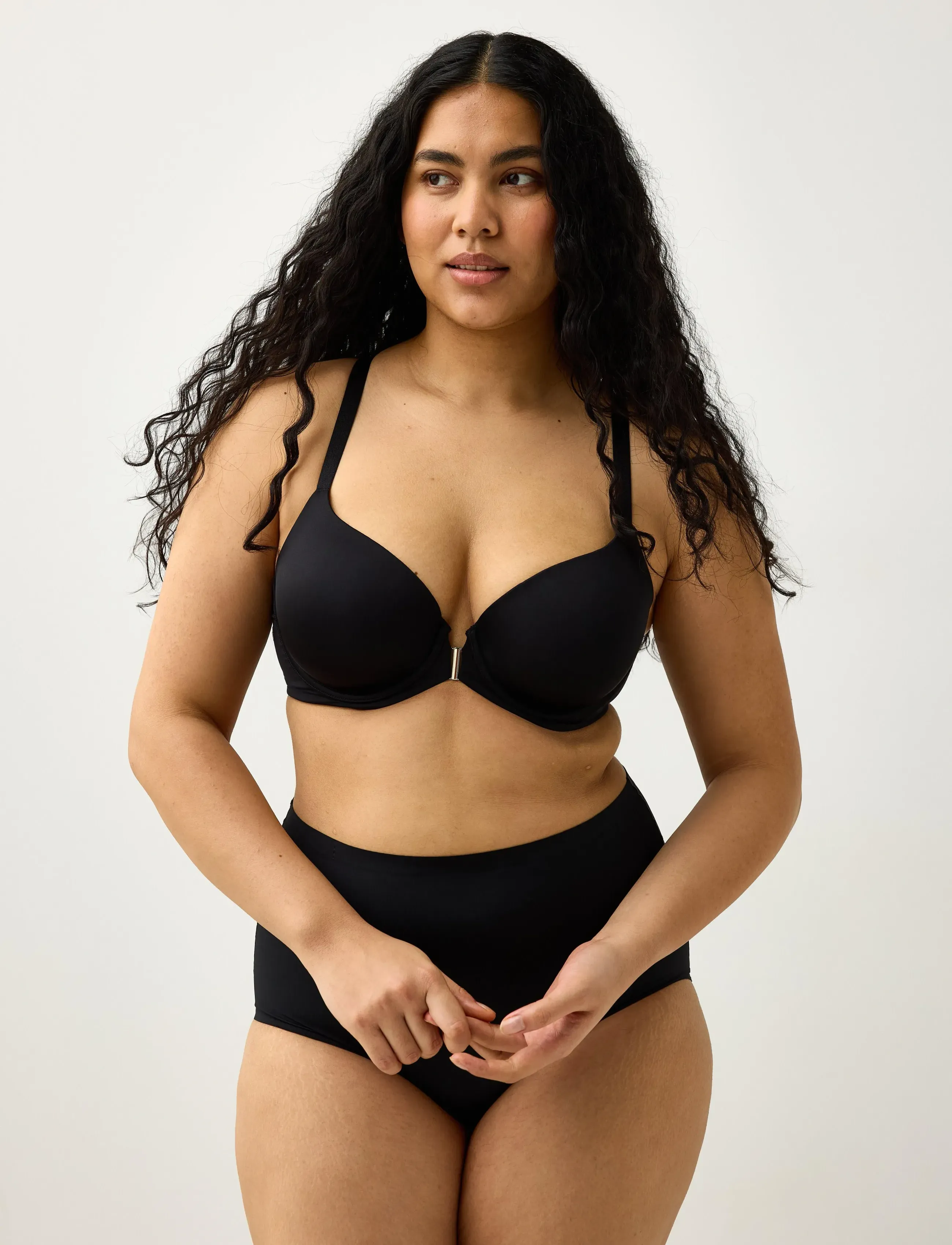 Lindex Lilja T-Shirt Bra With Front Closure, Kvinder, Frontlukning T-Shirt BH, Sort, Str: 80 B