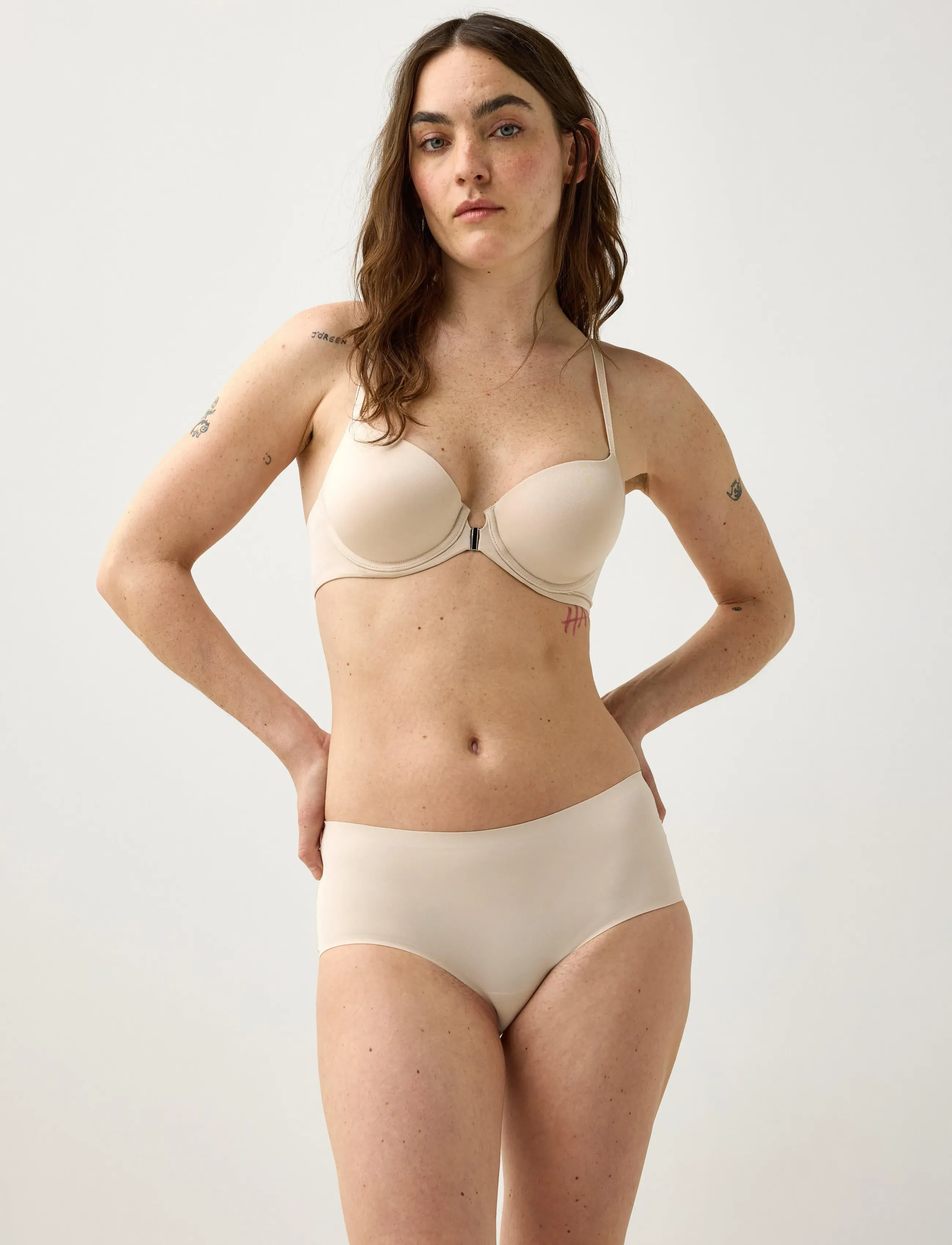 Lindex - Lilja t-shirt bra with front closure - t-shirt bh:ar - light beige - 0