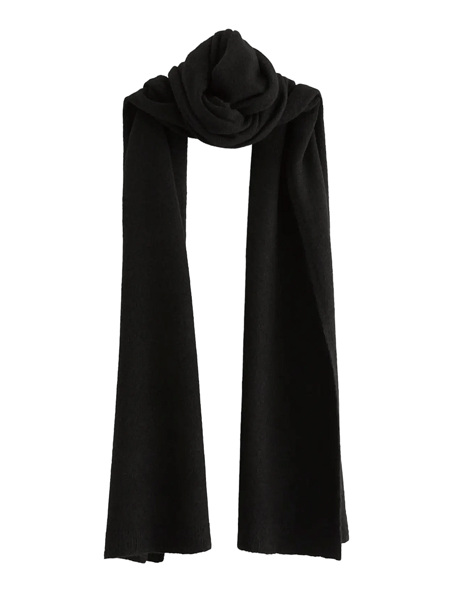 Lindex - Scarf knitted Petra - halstørklæder - black - 0