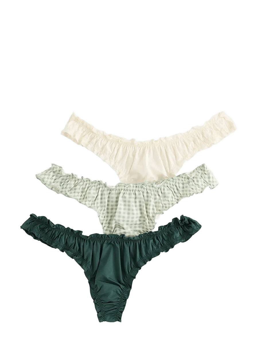 Lindex - 3-pack thong with low waist - tangas - dark dusty aqua - 0