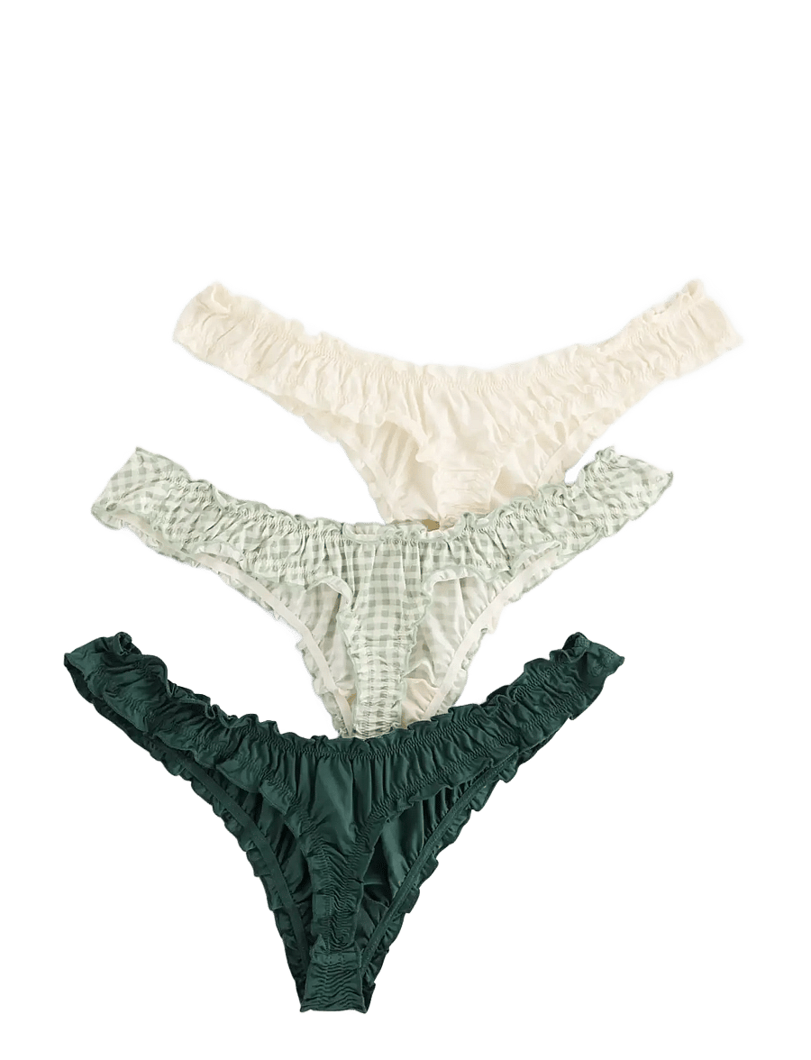 Lindex - 3-pack thong with low waist - tangas - dark dusty aqua - 1