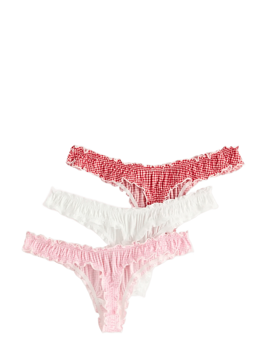 Lindex - 3-pack thong with low waist - stringtrusser - red - 2