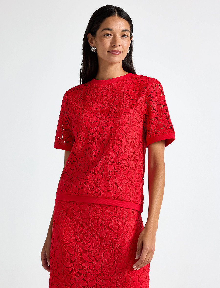 Lindex - Top Selena - kurzärmelige blusen - red - 0