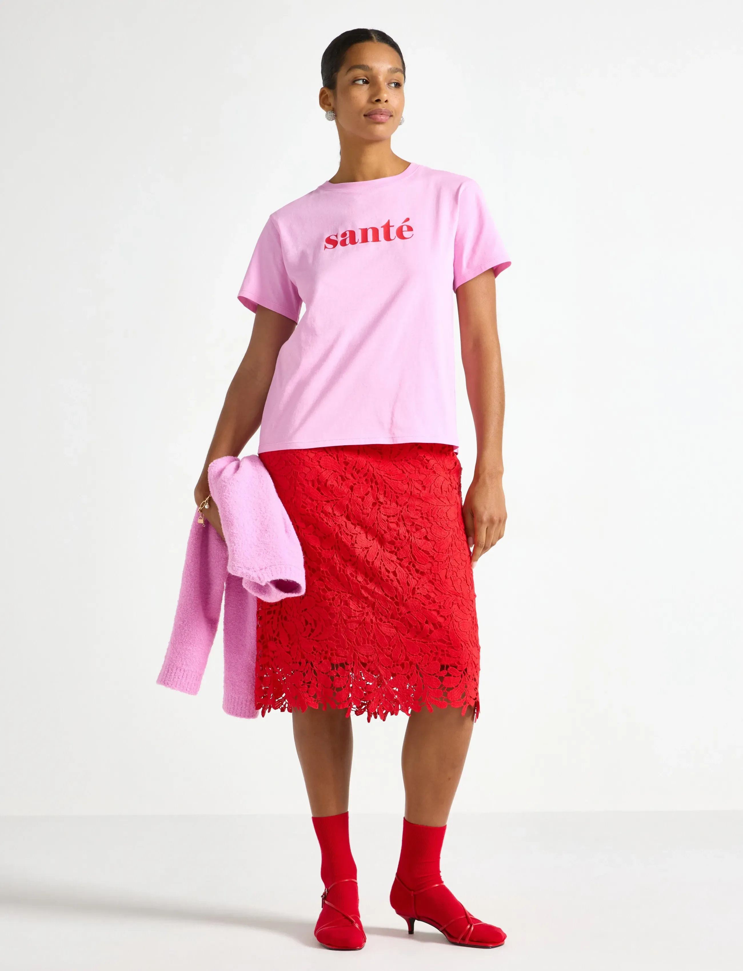 Lindex Skirt Selena, XXL, Röcke, Rot - Knee-length & Midi Frauen