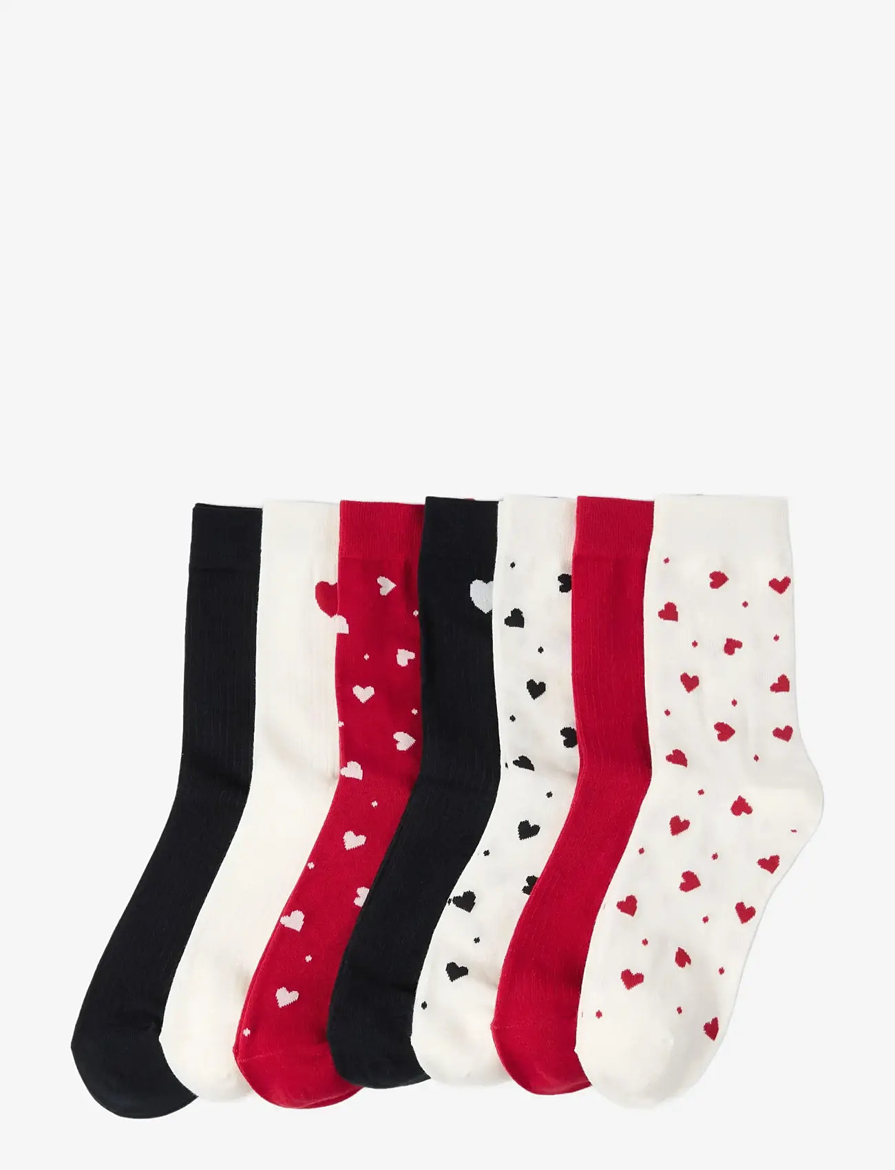 Lindex - Sock 7 pack hearts and dots ao - dark red - 0