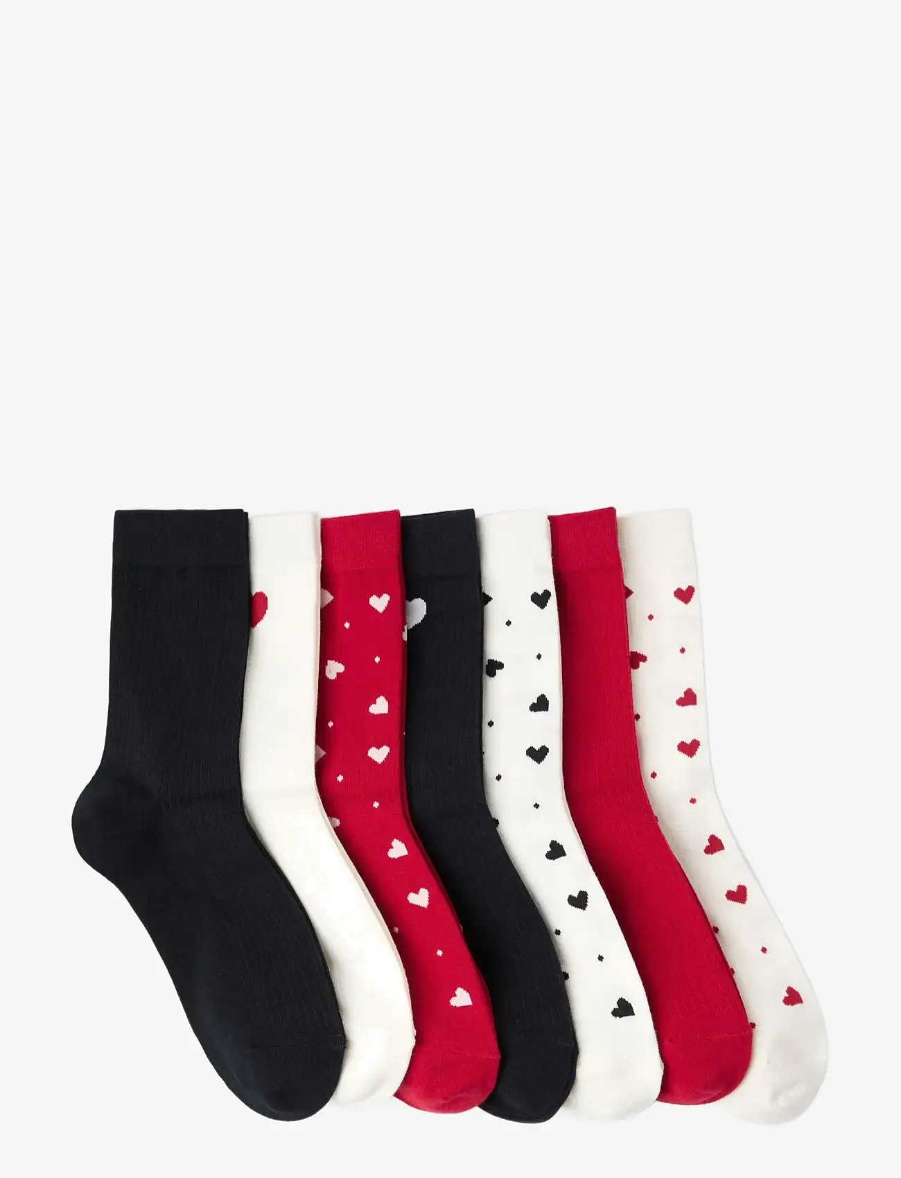 Lindex - Sock 7 pack hearts and dots ao - dark red - 1