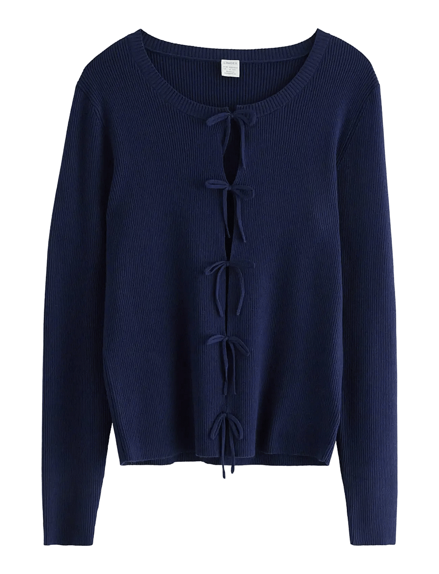 Lindex - Sweater with bows at front - langærmede t-shirts - dark blue - 1