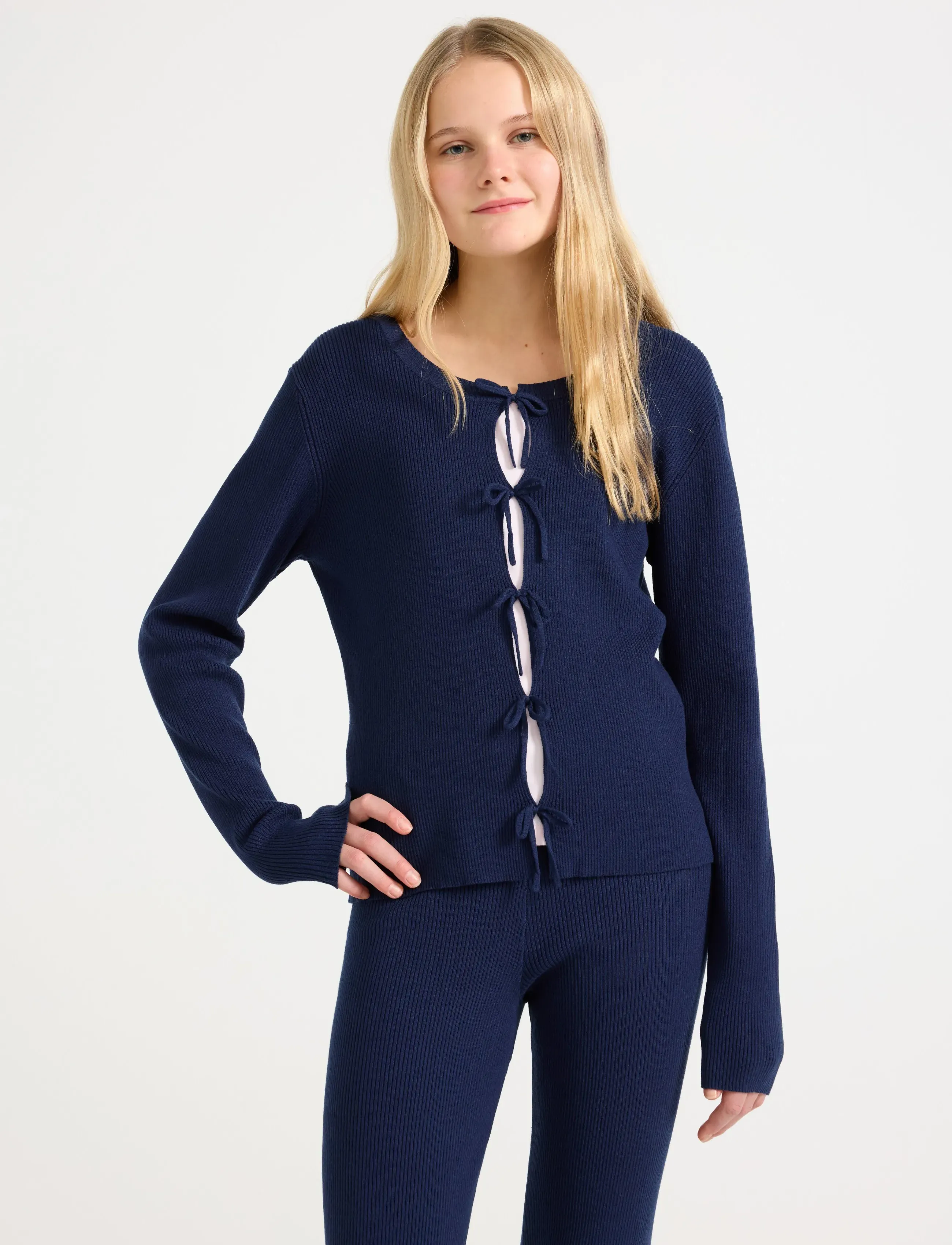 Lindex Sweater with bows at front - T-shirts - DARK BLUE / navy