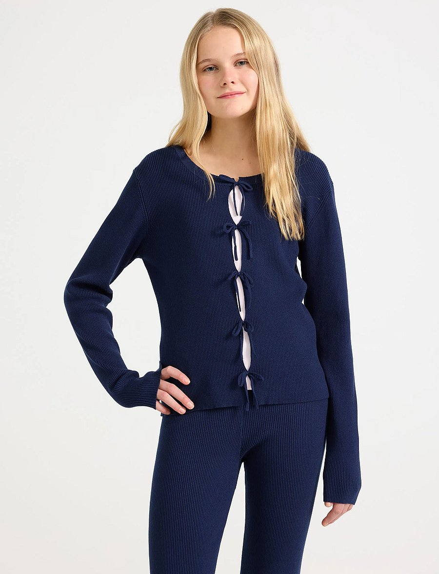 Lindex - Sweater with bows at front - langærmede t-shirts - dark blue - 0