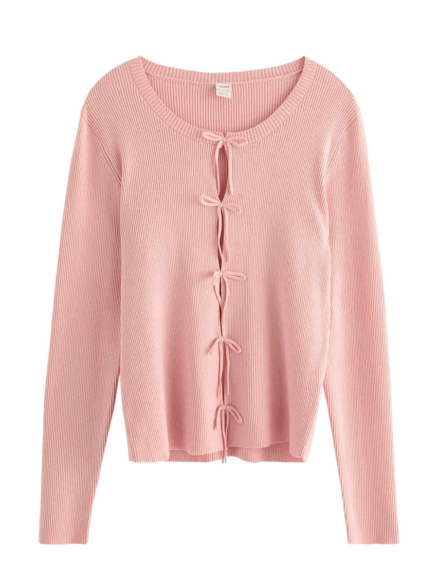 Lindex - Sweater with bows at front - långärmade t-shirts - light dusty pink - 1