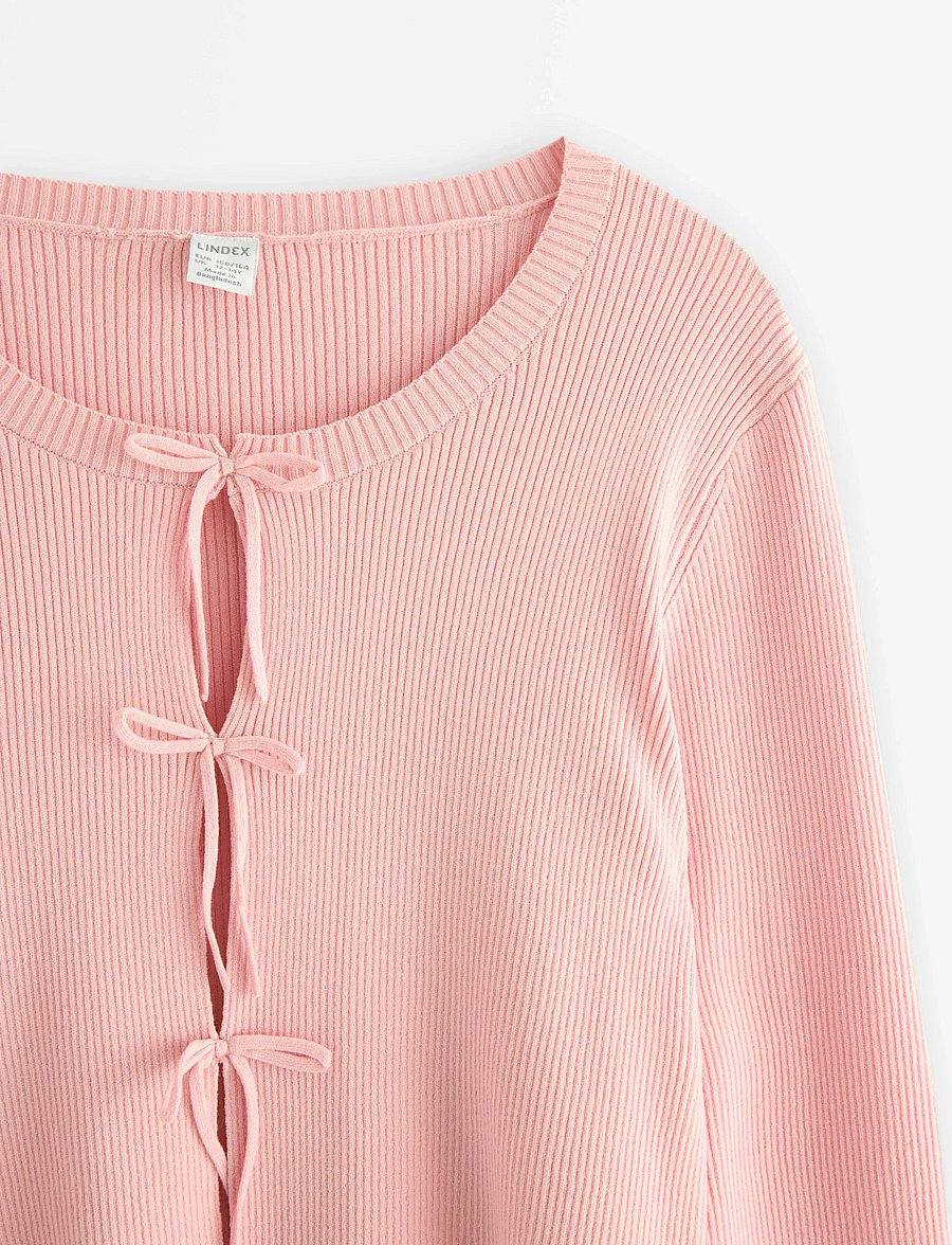 Lindex - Sweater with bows at front - långärmade t-shirts - light dusty pink - 5