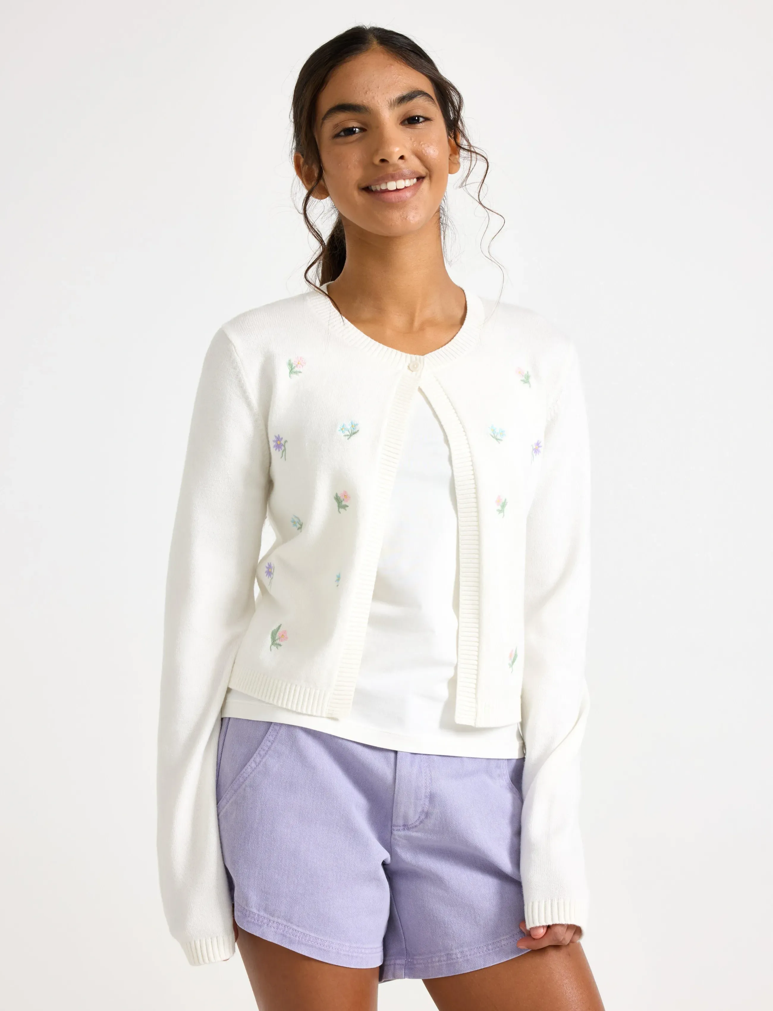 Lindex Knitted Cardigan, 128, Knitwear, Creme - Cardigans, Kinder