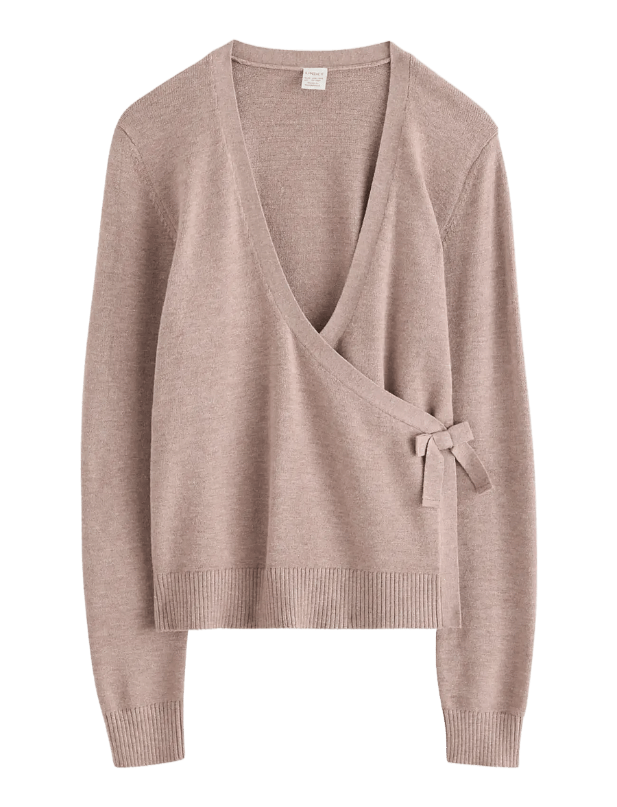 Lindex - Sweater wrap cardigan - cardigans - beige melange - 1