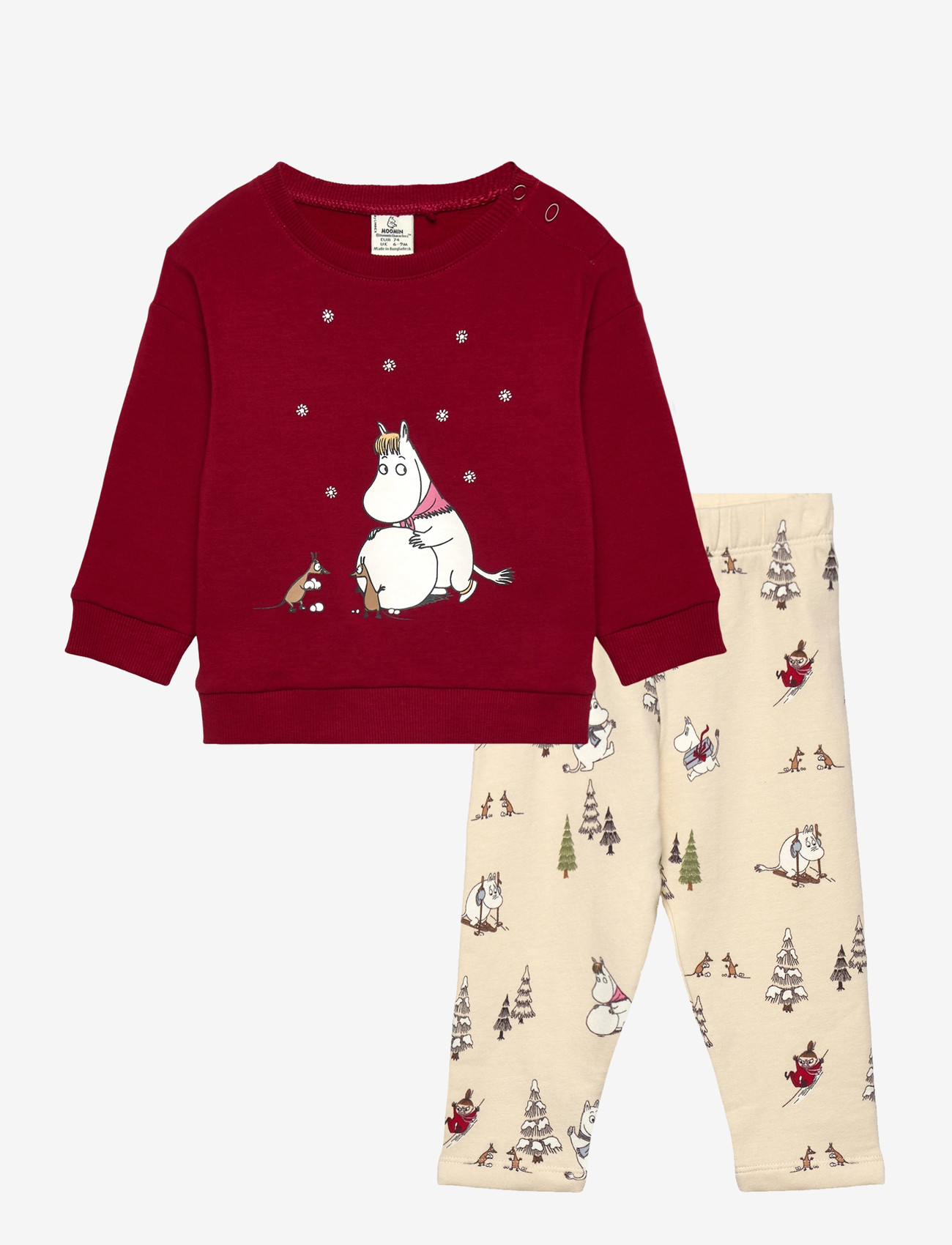 Lindex - Set Sweater Leggings Moomin - sæt med langærmet t-shirt - dark dusty red - 0