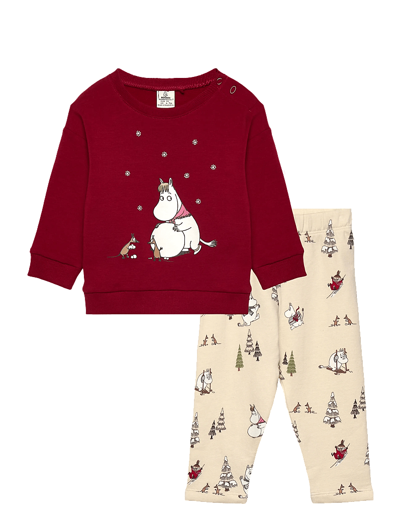 Lindex - Set Sweater Leggings Moomin - sæt med langærmet t-shirt - dark dusty red - 0
