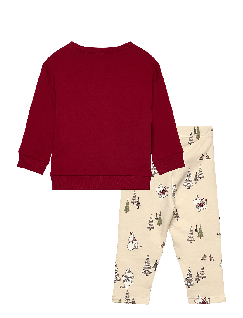 Lindex - Set Sweater Leggings Moomin - sæt med langærmet t-shirt - dark dusty red - 1