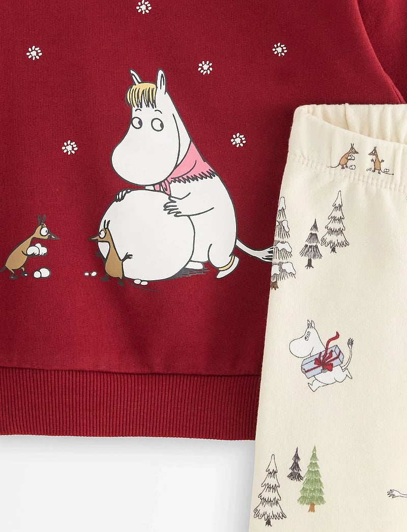 Lindex - Set Sweater Leggings Moomin - sæt med langærmet t-shirt - dark dusty red - 2
